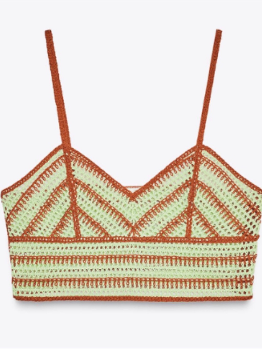 Zara Mint and Rust Crochet Crop Bralette